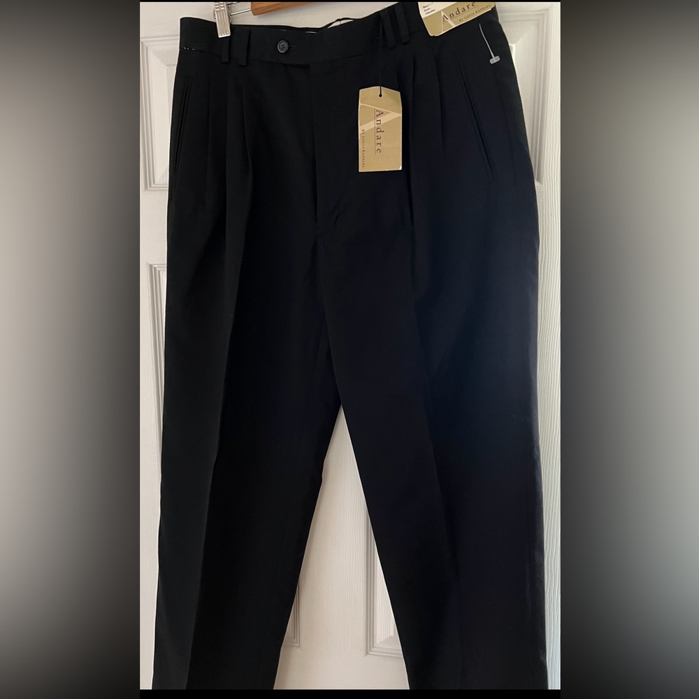 🆕 NWT Men’s size waist 34 black ANDARE by Louis Raphael Dress Slacks /Pants